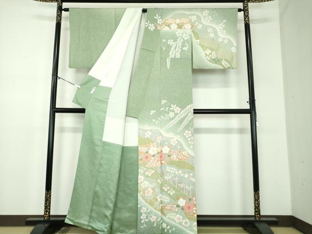 平和屋着物●訪問着　絞り　辻が花　暈し染め　金彩　正絹　逸品　DABD1428ps_1