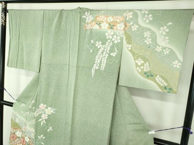 平和屋着物●訪問着　絞り　辻が花　暈し染め　金彩　正絹　逸品　DABD1428ps_2