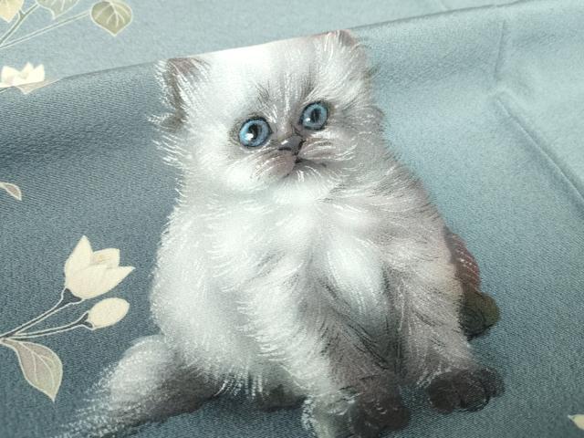 平和屋着物●訪問着　友禅　作家物　手描き　子猫　枝花文　暈し染め　正絹　逸品　DABD1589ps 平和屋着物○訪問着 友禅 枝花文 暈し染め 正絹 逸品 CABD9297ghの通販