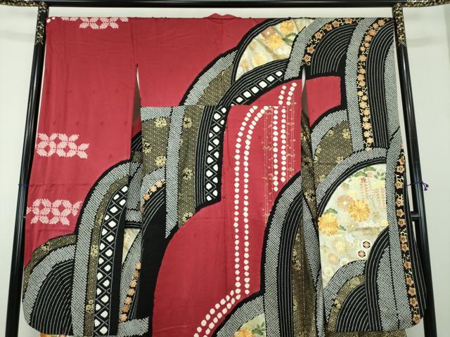 平和屋着物●豪華振袖　駒刺繍　絞り　吉祥花文　金彩　正絹　逸品　DABD1590ps_2