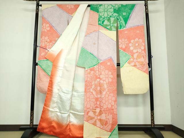 平和屋着物●豪華振袖　総絞り　源氏車花文　金彩　正絹　逸品　DABD1626ps_1