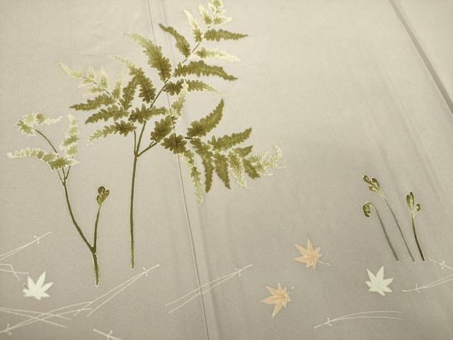 平和屋着物●中国三大刺繍　相良刺繍　色留袖　作家物　吹き寄せ文　蕨　正絹　逸品　DABD1685ps_4