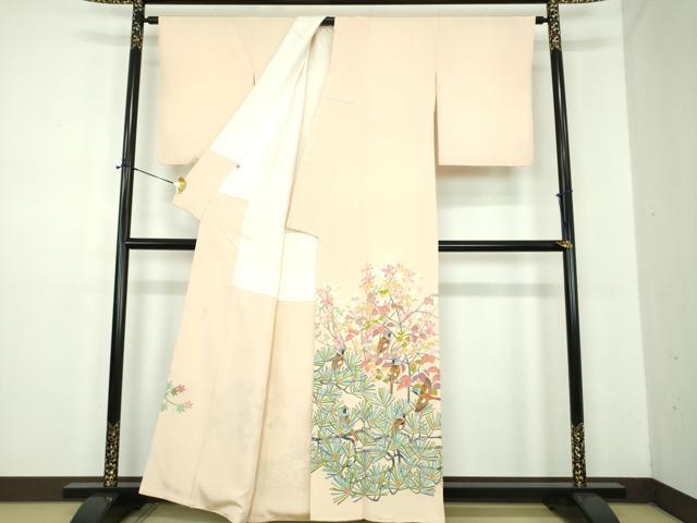 平和屋着物●本加賀友禅作家　百貫華峰　色留袖　花鳥文　正絹　逸品　DABD1696ps