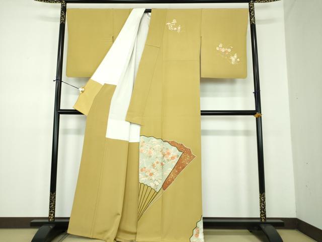平和屋着物●京都の和装業の老舗一門　千切屋治兵衛　訪問着　駒刺繍　総刺繍　秋草文　金彩　反端付き　正絹　逸品　DABD1698ps_2