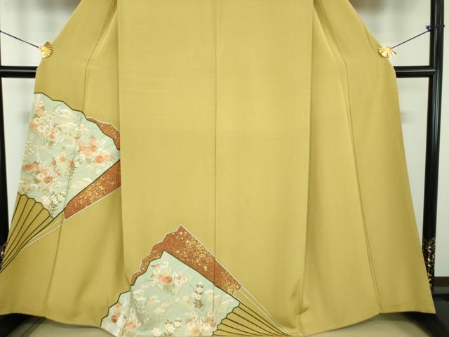 平和屋着物●京都の和装業の老舗一門　千切屋治兵衛　訪問着　駒刺繍　総刺繍　秋草文　金彩　反端付き　正絹　逸品　DABD1698ps_4