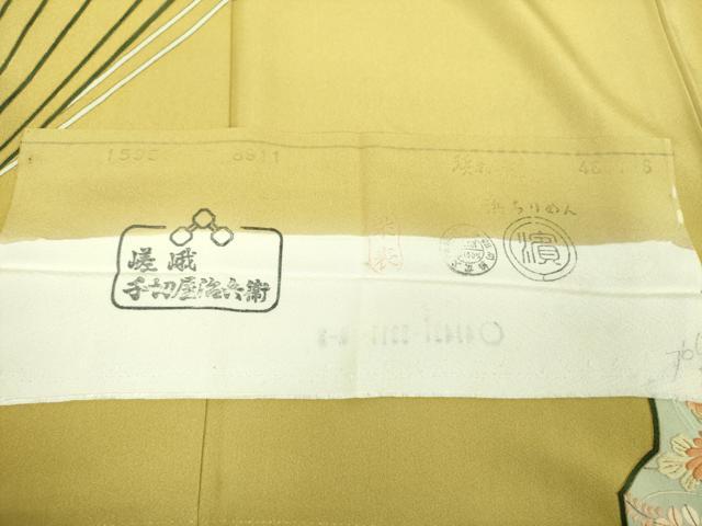 平和屋着物●京都の和装業の老舗一門　千切屋治兵衛　訪問着　駒刺繍　総刺繍　秋草文　金彩　反端付き　正絹　逸品　DABD1698ps_7