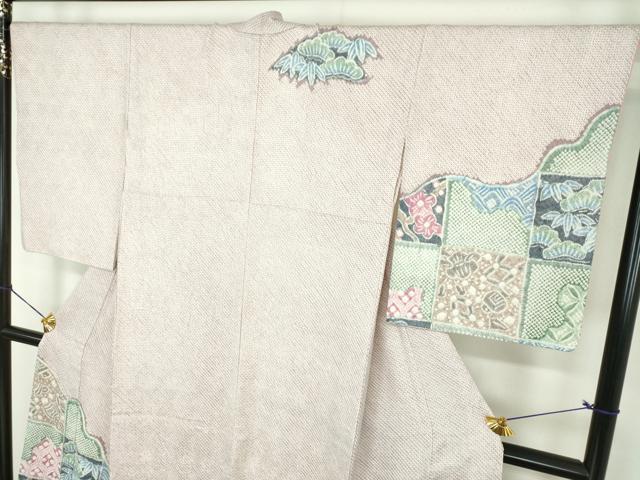 平和屋着物●名門　藤娘きぬたや・総絞り　訪問着　松竹梅　正絹　逸品　DABD1701ps_2