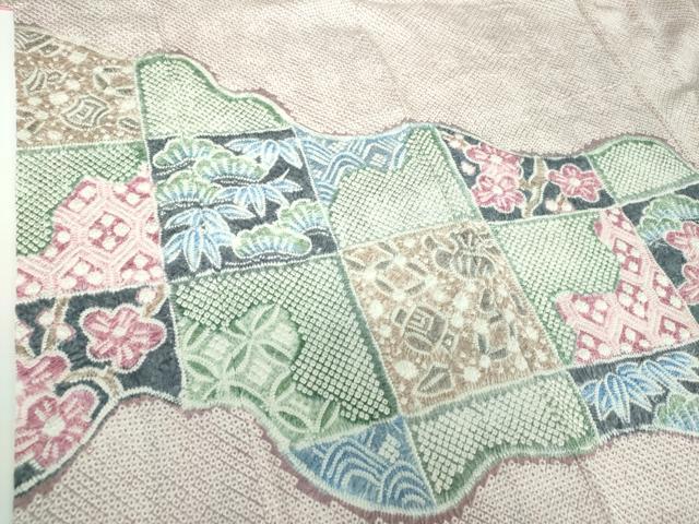 平和屋着物●名門　藤娘きぬたや・総絞り　訪問着　松竹梅　正絹　逸品　DABD1701ps_4