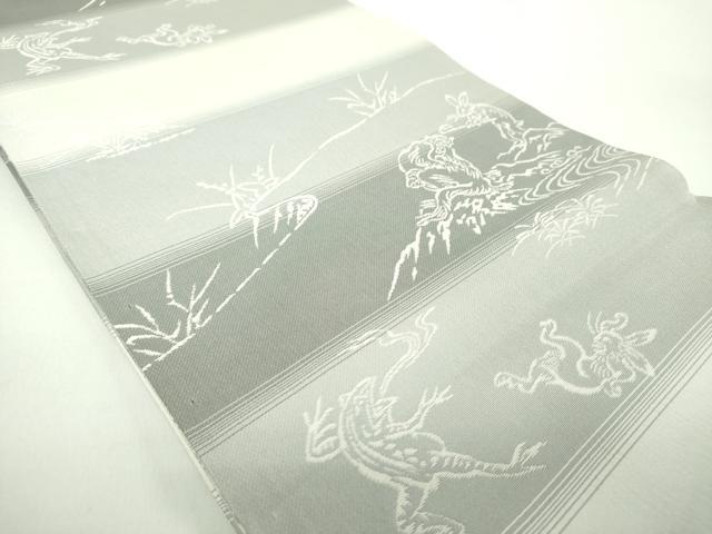 平和屋着物○両面 全通柄袋帯 鳥獣戯画 七宝花文 金銀糸 正絹 逸品