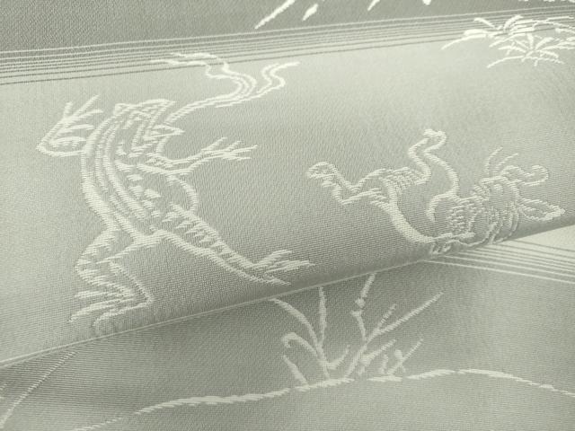 平和屋着物●両面　全通柄袋帯　鳥獣戯画　七宝花文　金銀糸　正絹　逸品　DABD1760ps 平和屋着物○両面 全通柄袋帯 鳥獣戯画 七宝花文 金銀糸 正絹 逸品