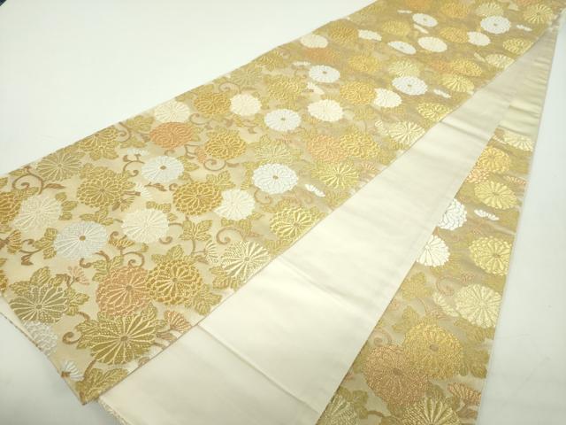 平和屋着物▼六通柄袋帯　三宝　太閤菊　黄金箔　正絹　逸品　DABD1792ps_6