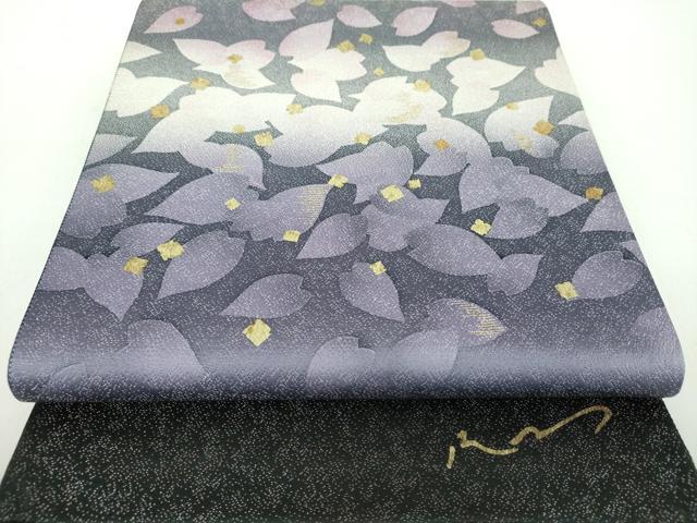 平和屋着物●両方向　両面　全通柄袋帯　はなびんがた　ふくれ織　流水草花文　逸品　CABC4777dy 平和屋着物○両方向 両面 全通柄袋帯 はなびんがた ふくれ織 流水草花