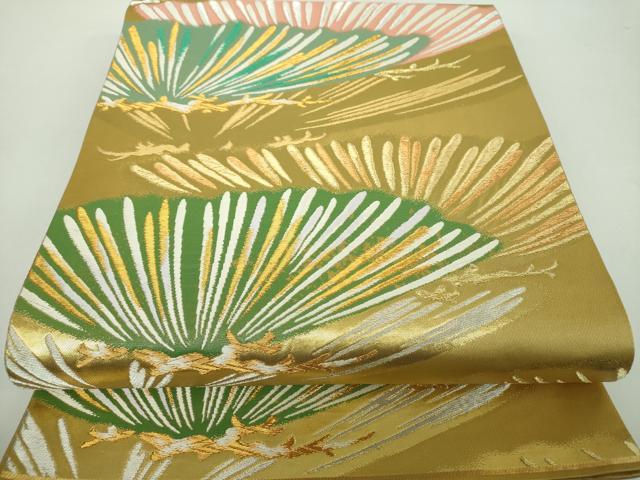 平和屋着物●西陣の名門　加納幸謹製　六通柄袋帯　松文　金銀糸　正絹　逸品　DABD1817ps