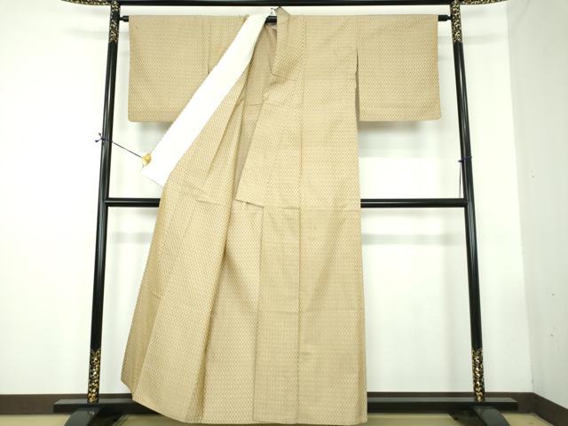 平和屋着物●山下八百子　本場黄八丈　紬　市松綾織　単衣　正絹　逸品　DABD1826ps_2