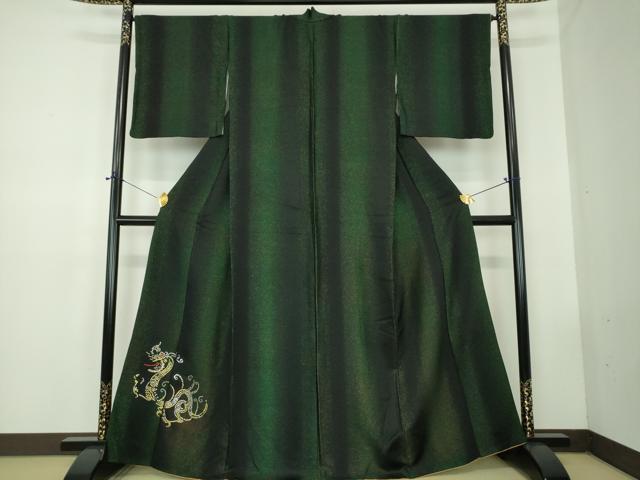 平和屋着物●訪問着　ラインストーン　スパンコール　飛龍　黒地　ラメ糸　正絹　逸品　DABD1835ps_1