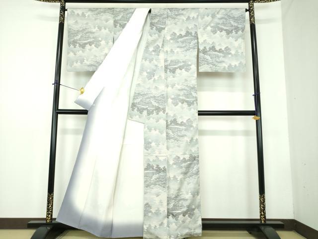 平和屋着物●都喜ヱ門　本場大島紬　白大島　9マルキ　総絣　樹林風景　さが美扱い　藤絹織物謹製　正絹　逸品　DABD1851ps