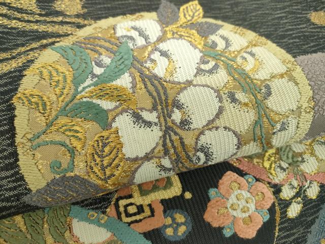 平和屋着物●織匠十一代目 篠屋宗兵衛 謹製　綴れ唐織　六通柄袋帯　唐織　吉祥花丸文　金銀糸　正絹　逸品　DABD1899ps_2