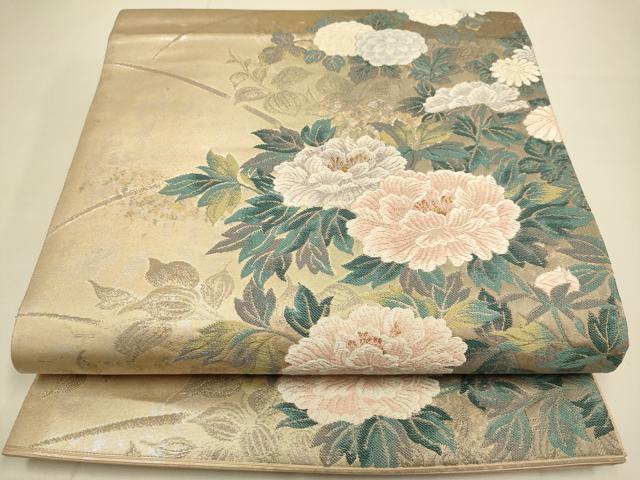 平和屋着物○六通柄袋帯 唐織 草花文 金糸 引箔 正絹 逸品 DAAJ8643jm
