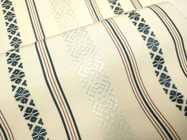 平和屋着物●本場筑前博多織　八寸名古屋帯　献上　正絹　逸品　DABD2091du_3