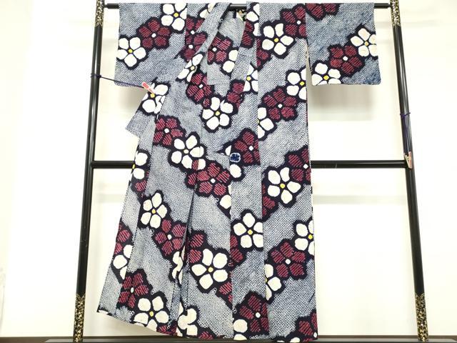 平和屋着物∴夏物　浴衣　有松鳴海絞り　花繋ぎ　綿　逸品　DABD2852cd_1