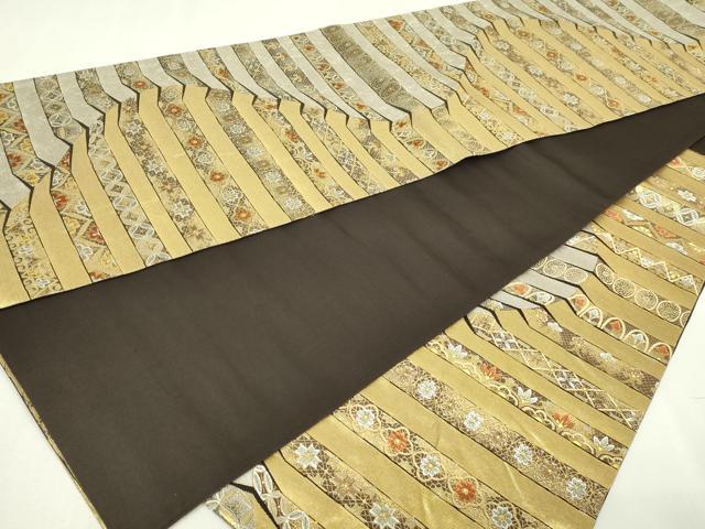 平和屋本店▼六通柄袋帯　渡来宝飾　金銀箔流水　正絹　24ｋ　逸品　DABD3195sf_6