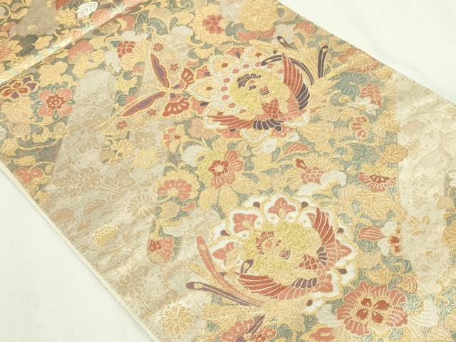平和屋本店▼六通柄袋帯　重文彫金文　本金二重箔　正絹　24ｋ　逸品　DABD3203sf_1