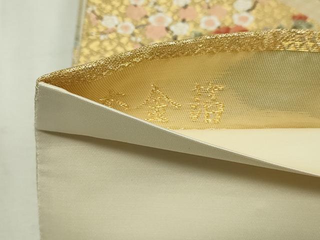平和屋本店▼六通柄袋帯　唐織　九百錦　尾長鳥花文　松竹梅　本金箔　正絹　24ｋ　逸品　DABD3294sf_4