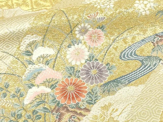 平和屋本店▼六通柄袋帯　唐織　九百錦　尾長鳥花文　松竹梅　本金箔　正絹　24ｋ　逸品　DABD3294sf_3