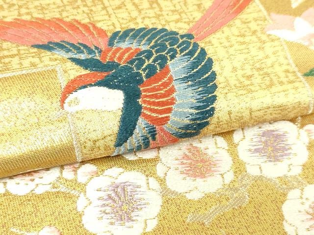 平和屋本店▼六通柄袋帯　唐織　地紙花鳥文　本金二重箔　正絹　24ｋ　逸品　DABD3383sf_2