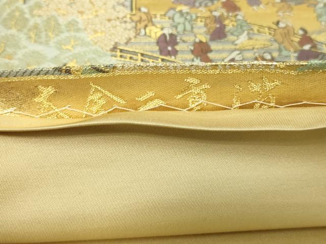 平和屋本店▼六通柄袋帯　人物風景文　本金二重箔　正絹　24ｋ　逸品　DABD3388sf_4