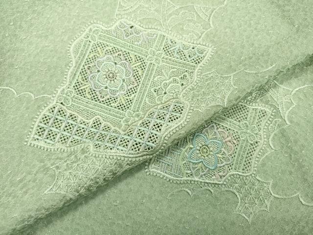 平和屋着物▽中国三大刺繍　スワトウ刺繍　汕頭刺繍　総刺繍　訪問着　単衣　天井花文　暈し染　正絹　逸品　DABD5906fe_7