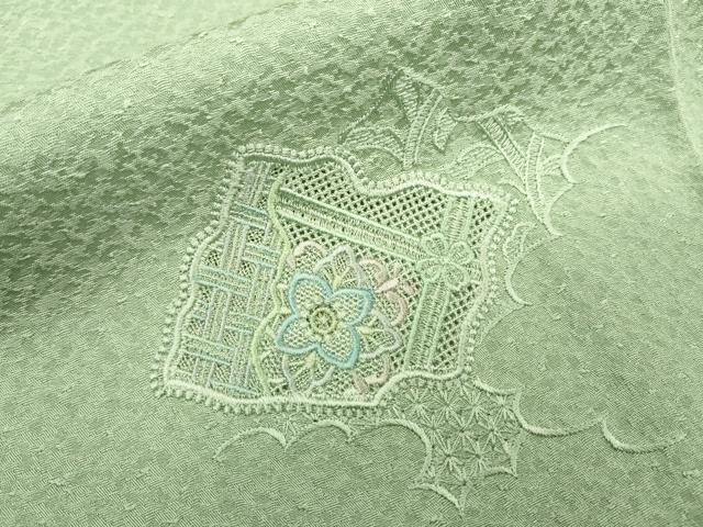 平和屋着物▽中国三大刺繍　スワトウ刺繍　汕頭刺繍　総刺繍　訪問着　単衣　天井花文　暈し染　正絹　逸品　DABD5906fe_8