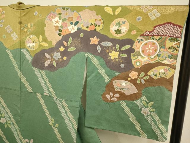 平和屋着物●訪問着　駒刺繍　絞り　雪輪吉祥花文　金彩　正絹　逸品　DABD6126du_2