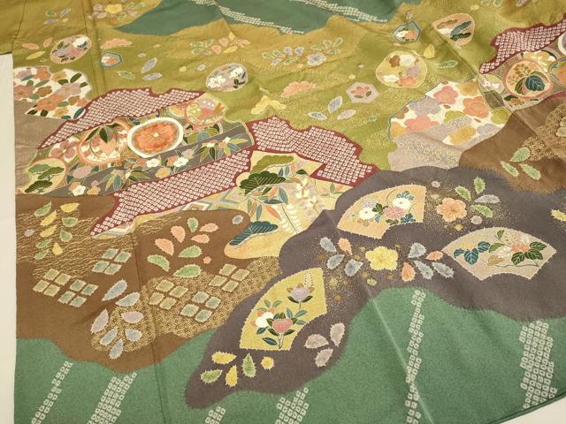 平和屋着物●訪問着　駒刺繍　絞り　雪輪吉祥花文　金彩　正絹　逸品　DABD6126du_4