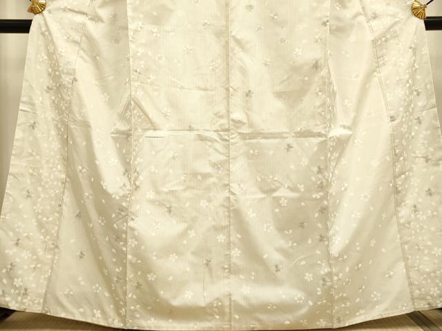 平和屋着物●訪問着　本場縞大島紬　総刺繍　舞桜文　正絹　逸品　DABD6219du_3