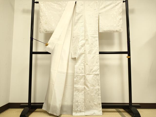 平和屋着物●訪問着　本場縞大島紬　総刺繍　舞桜文　正絹　逸品　DABD6219du_1