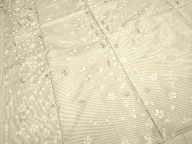 平和屋着物●訪問着　本場縞大島紬　総刺繍　舞桜文　正絹　逸品　DABD6219du_4
