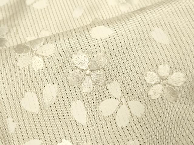 平和屋着物●訪問着　本場縞大島紬　総刺繍　舞桜文　正絹　逸品　DABD6219du_7