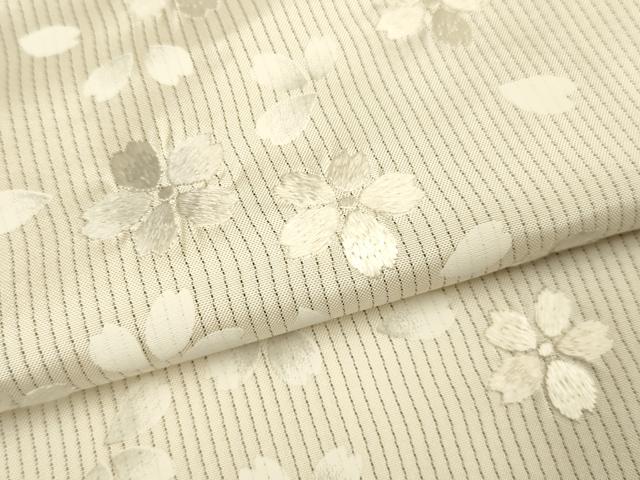 平和屋着物●訪問着　本場縞大島紬　総刺繍　舞桜文　正絹　逸品　DABD6219du_6