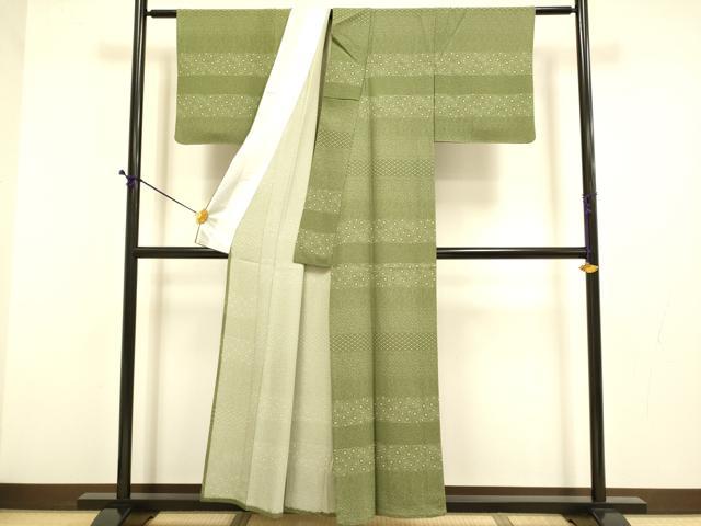 平和屋着物▽江戸小紋　単衣　横段花文　正絹　逸品　DABD6443du_1