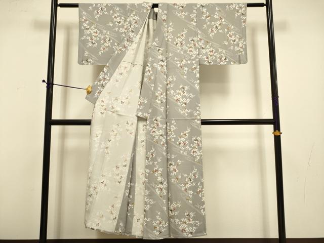 平和屋着物▽上質な小紋　単衣　流水萩文　洗える着物　未使用　DABD6447du_2