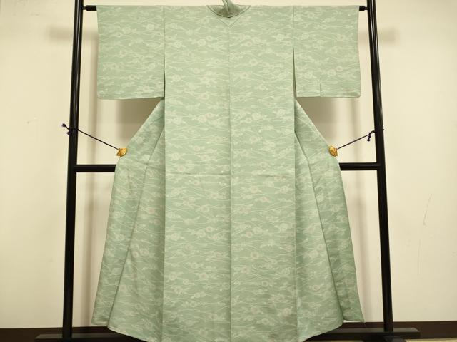 平和屋着物▽上質な小紋　単衣　草花文　正絹　逸品　DABD6470du_1