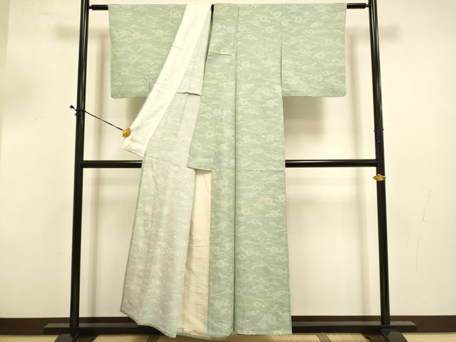 平和屋着物▽上質な小紋　単衣　草花文　正絹　逸品　DABD6470du_2