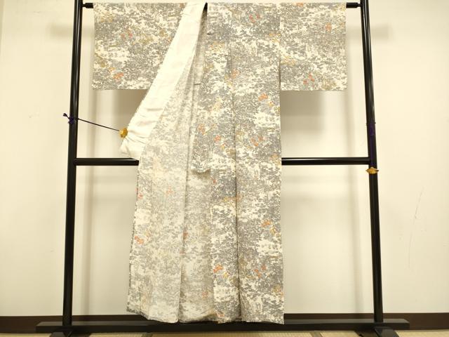 平和屋着物▽上質な小紋　単衣　風景花文　正絹　逸品　DABD6471du_2