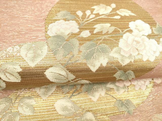 平和屋着物＊夏物　六通柄袋帯　萩に丸紋　金糸　正絹　逸品　DABD6525cm_2