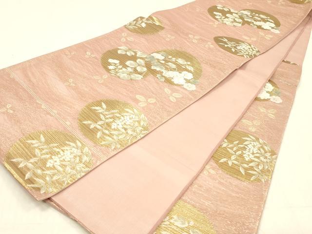 平和屋着物＊夏物　六通柄袋帯　萩に丸紋　金糸　正絹　逸品　DABD6525cm_5