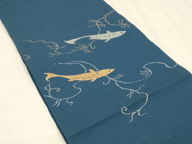 平和屋着物＊夏物　龍村平蔵製　六通柄　本袋帯　もうを　金銀糸　正絹　逸品　DABD6696cm 平和屋着物＊夏物 龍村平蔵製 六通柄 本袋帯 もうを 金銀糸 正絹 逸品