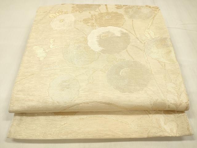 平和屋着物＊夏物 六通柄袋帯 草花文 金糸 正絹 逸品 DABD6699cm