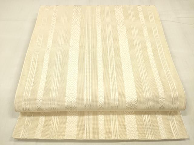 平和屋着物＊夏物　本場筑前博多織　八寸名古屋帯　紗献上　肌色　正絹　逸品　DABD6700cm