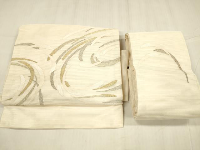 平和屋着物＊夏物　つけ帯　流水文　金銀糸　正絹　逸品　DABD6874cm